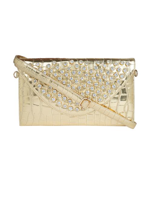 gold leatherette (pu) regular clutch - 20013416 - Very Small Image - 1