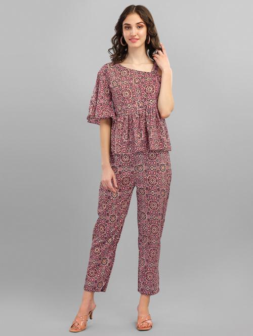 women printed short kurta pant set - 20013629 - Very Small Image - 1