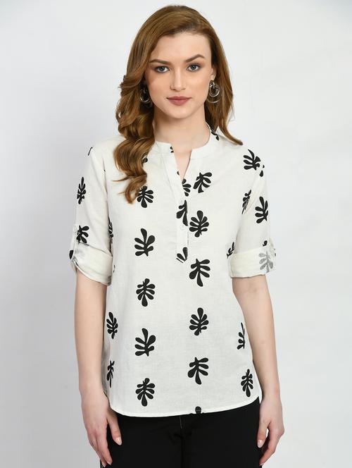 white printed regular top - 20013684 - Very Small Image - 1