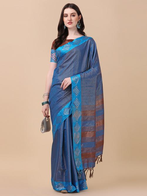 women's banarasi saree with blouse - 20014574 - Very Small Image - 1