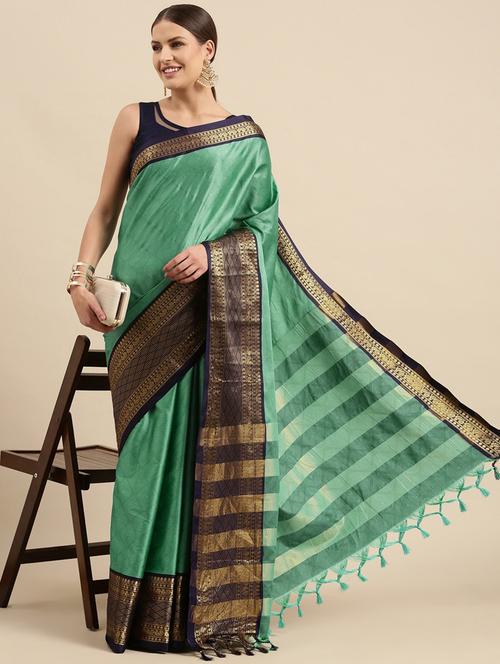 women's self design mint colored saree - 20014609 - Very Small Image - 1