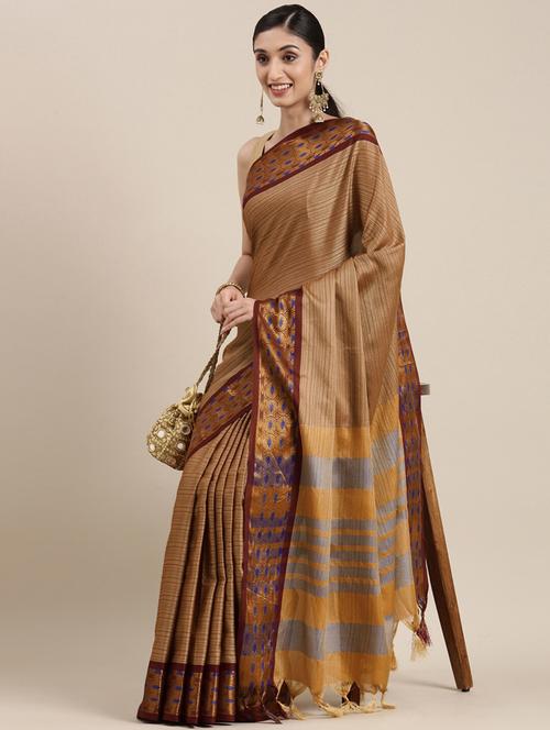 women's self design brown colored saree - 20014806 - Very Small Image - 1