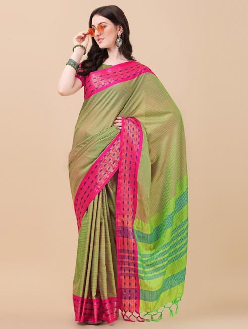 women's stripes green colored saree - 20014817 - Very Small Image - 1