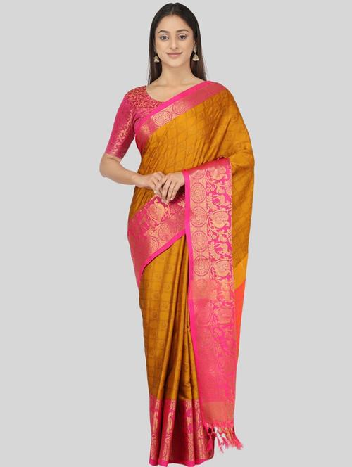 women's self design yellow colored saree - 20014858 - Very Small Image - 1
