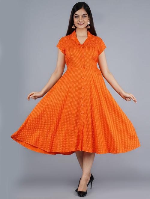 lapel neck polka dots a-line dress - 20015376 - Very Small Image - 1