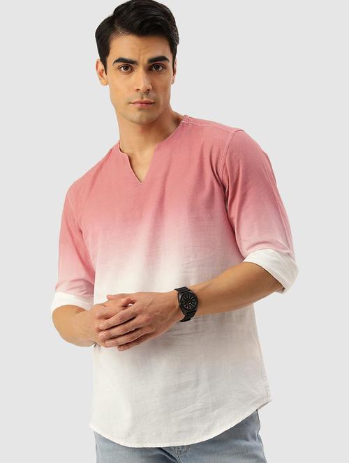 notched neck ombre short kurta - 20015819 - Very Small Image - 1