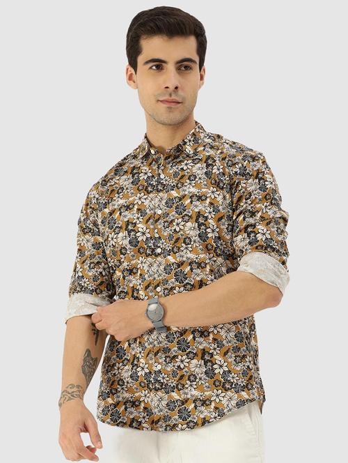 yellow cotton blend casual shirt - 20015850 - Very Small Image - 1