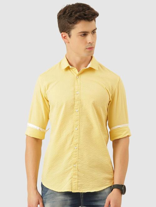 yellow cotton blend casual shirt - 20015865 - Very Small Image - 1