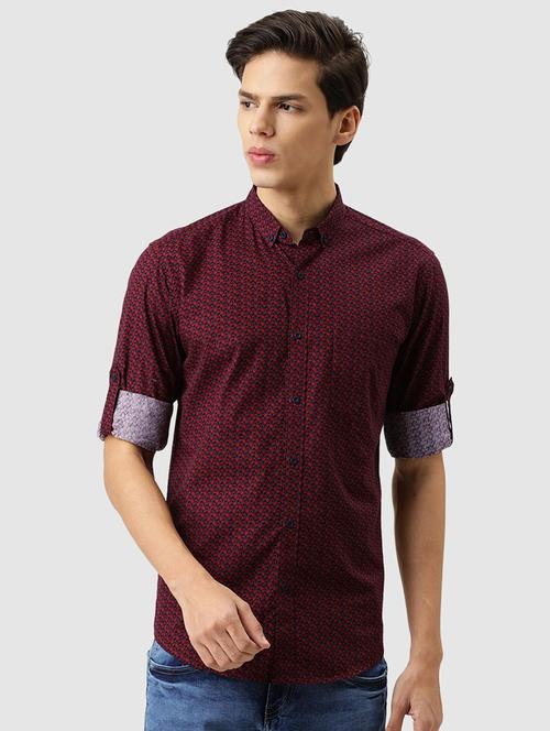 maroon cotton casual shirt - 20015878 - Very Small Image - 1
