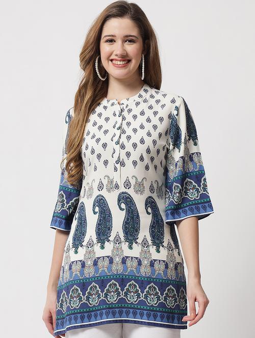 mandarin neck a-line kurti - 20016882 - Very Small Image - 1