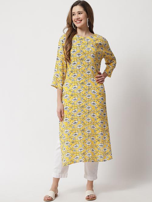 round neck straight kurta - 20016885 - Very Small Image - 1