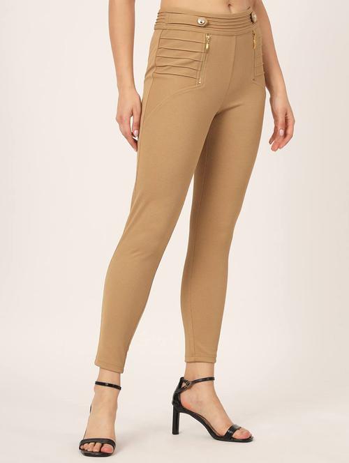 beige solids ankle length jeggings - 20017472 - Very Small Image - 1