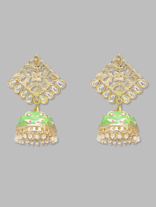 gold alloy jhumka earring - 20017749 - Very Small Image - 1