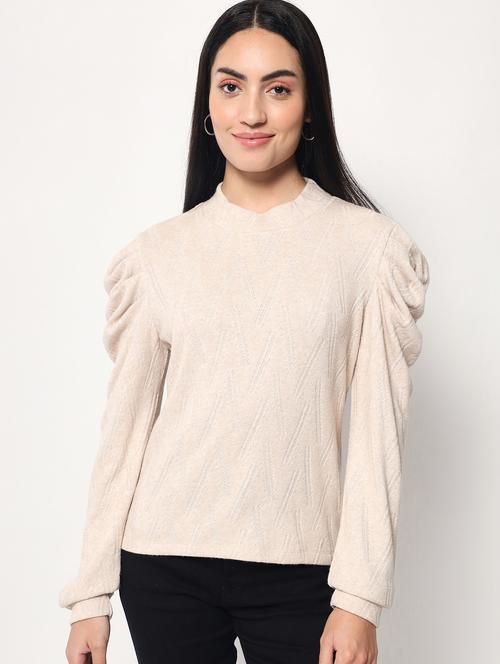 beige solid regular top - 20017856 - Very Small Image - 1