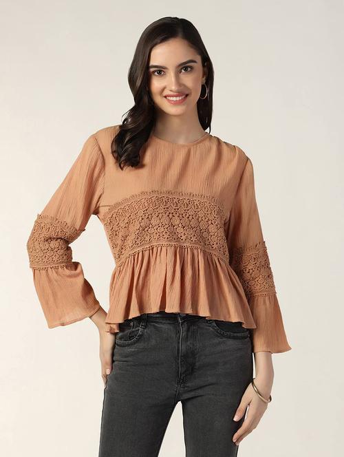 brown georgette regular top - 20017860 - Very Small Image - 1