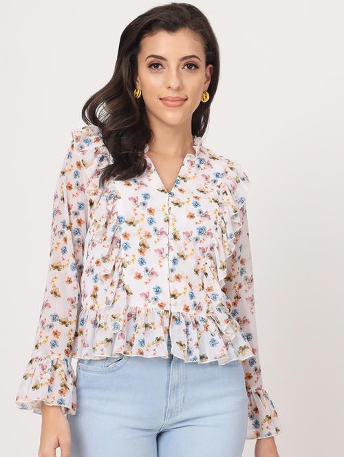 white georgette regular top - 20017891 - Very Small Image - 1