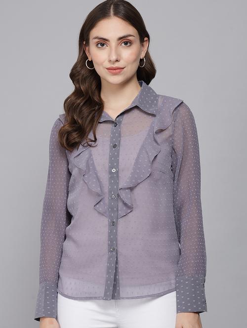grey dobby shirt - 20017947 - Very Small Image - 1