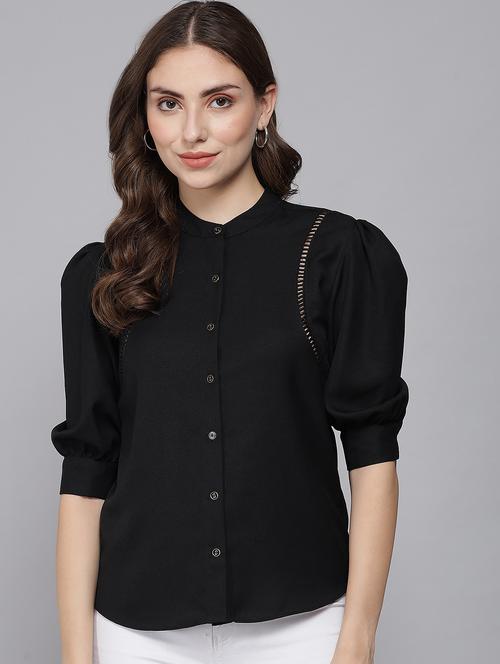 women black crepe shirt - 20017948 - Very Small Image - 1
