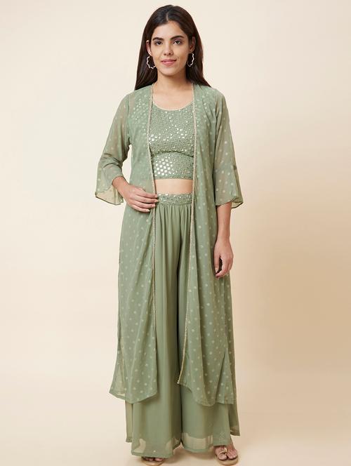 olive top bottom fusion set with shrug - 20018029 - Very Small Image - 1