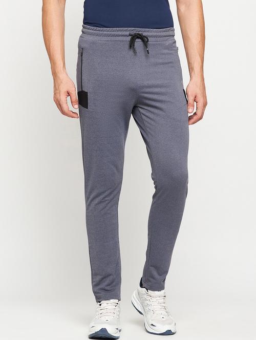 grey cotton blend full length track pant - 20018113 - Very Small Image - 1