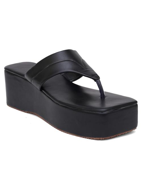 black leatherette slip on sandals - 20018170 - Very Small Image - 1