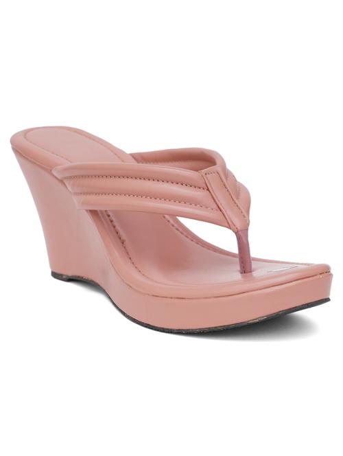 peach leatherette slip on sandals - 20018224 - Very Small Image - 1