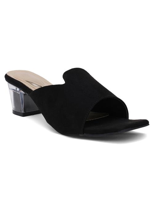 black leatherette slip on sandals - 20018244 - Very Small Image - 1