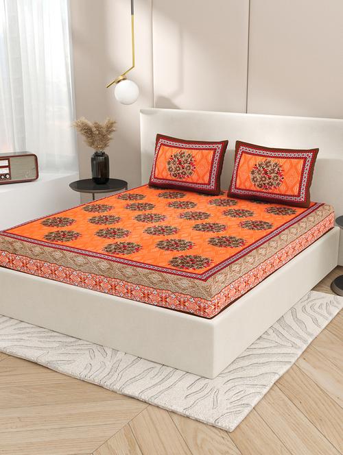 multi colored cotton blend bedsheet - 20018308 - Very Small Image - 1