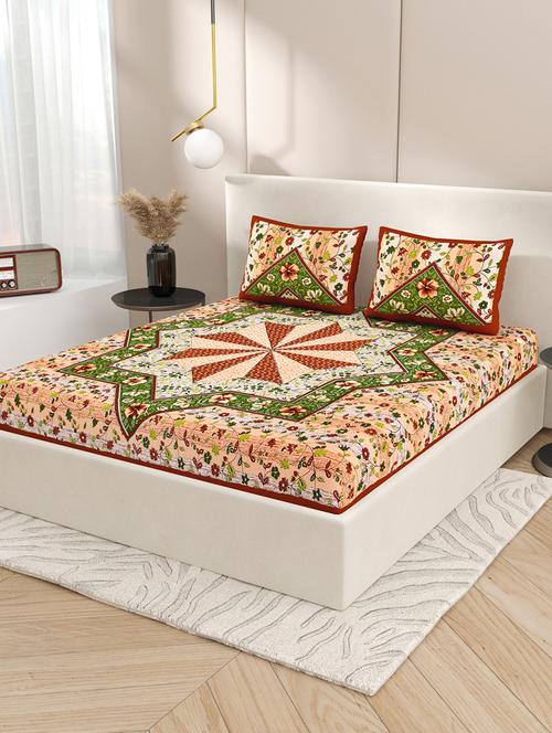 multi colored cotton blend bedsheet - 20018309 - Very Small Image - 1