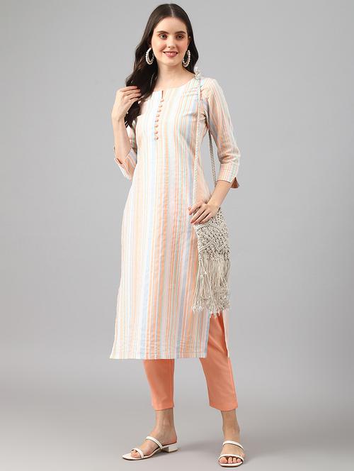 printed cotton kurta pant set - 20018496 - Very Small Image - 1