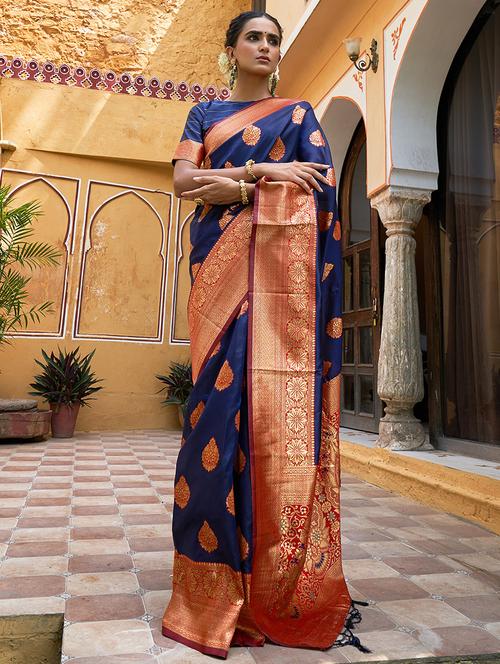 women's banarasi saree with blouse - 20018673 - Very Small Image - 1