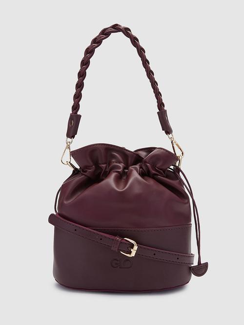 maroon leatherette (pu) regular potli - 20019115 - Very Small Image - 1