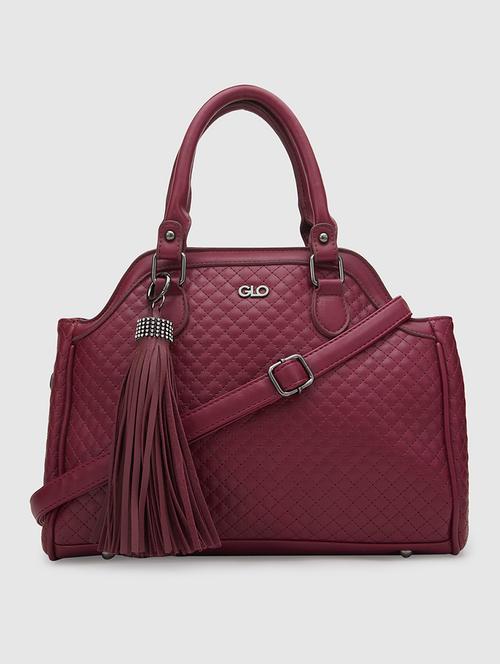 maroon leatherette (pu) handbag - 20019128 - Very Small Image - 1