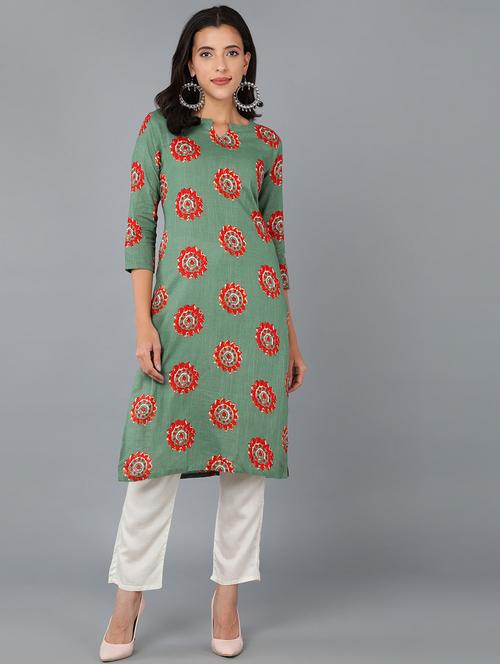 printed straight kurta - 20019162 - Very Small Image - 1