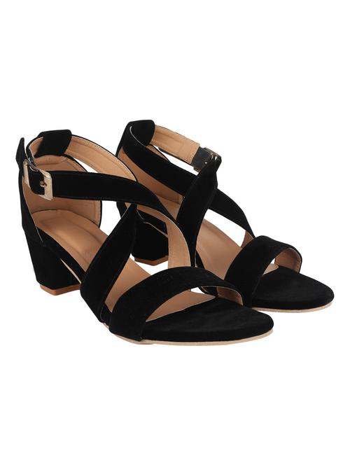 black velvet back strap sandals - 20020022 - Very Small Image - 1