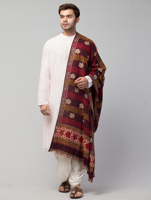 tweedle self design men shawl - 20020250 - Very Small Image - 1