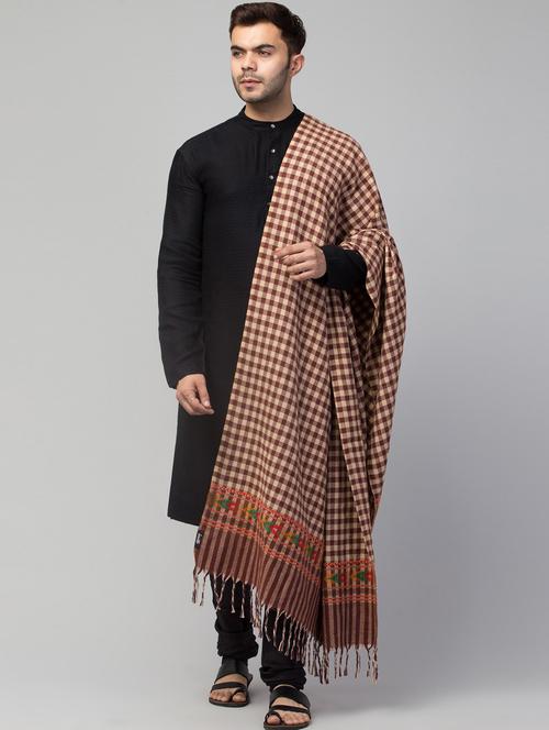 tweedle self design men shawl - 20020266 - Very Small Image - 1