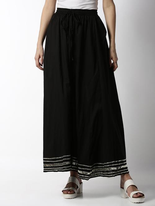 black cotton palazzos - 20020287 - Very Small Image - 1
