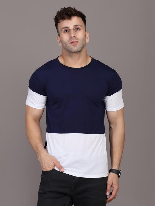 round neck color block regular t-shirt - 20020353 - Very Small Image - 1