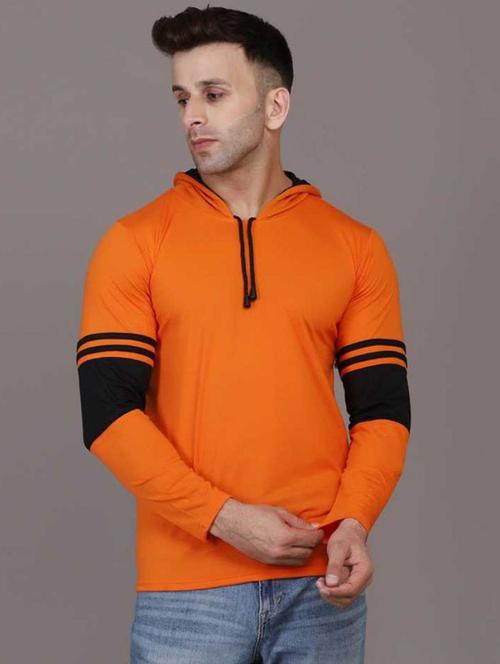 hood neck color block t-shirt - 20020459 - Very Small Image - 1