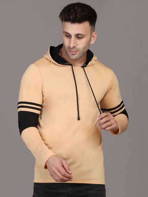 hood neck color block t-shirt - 20020461 - Very Small Image - 1