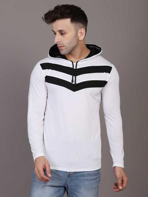 hood neck striped t-shirt - 20020466 - Very Small Image - 1