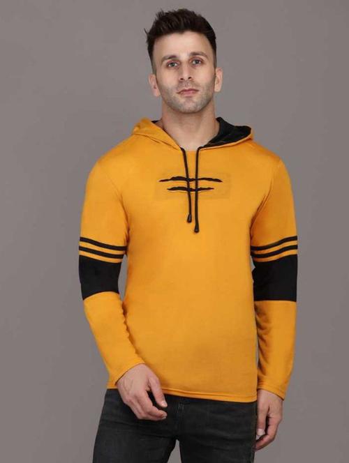 hood neck color block t-shirt - 20020473 - Very Small Image - 1