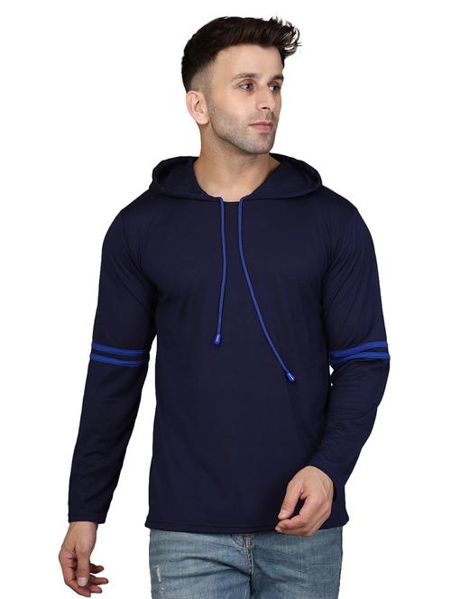 hood neck striped t-shirt - 20020641 - Very Small Image - 1