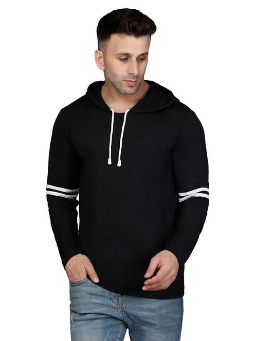 hood neck striped t-shirt - 20020646 - Very Small Image - 1