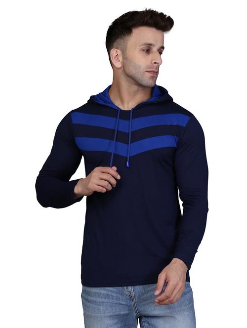 hood neck color block t-shirt - 20020657 - Very Small Image - 1