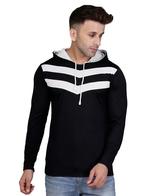 hood neck color block t-shirt - 20020660 - Very Small Image - 1