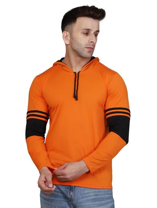 hood neck color block t-shirt - 20020665 - Very Small Image - 1