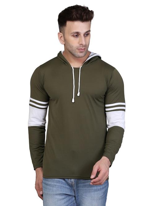 hood neck color block t-shirt - 20020666 - Very Small Image - 1