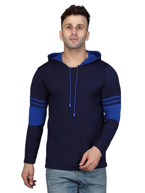 hood neck color block t-shirt - 20020668 - Very Small Image - 1